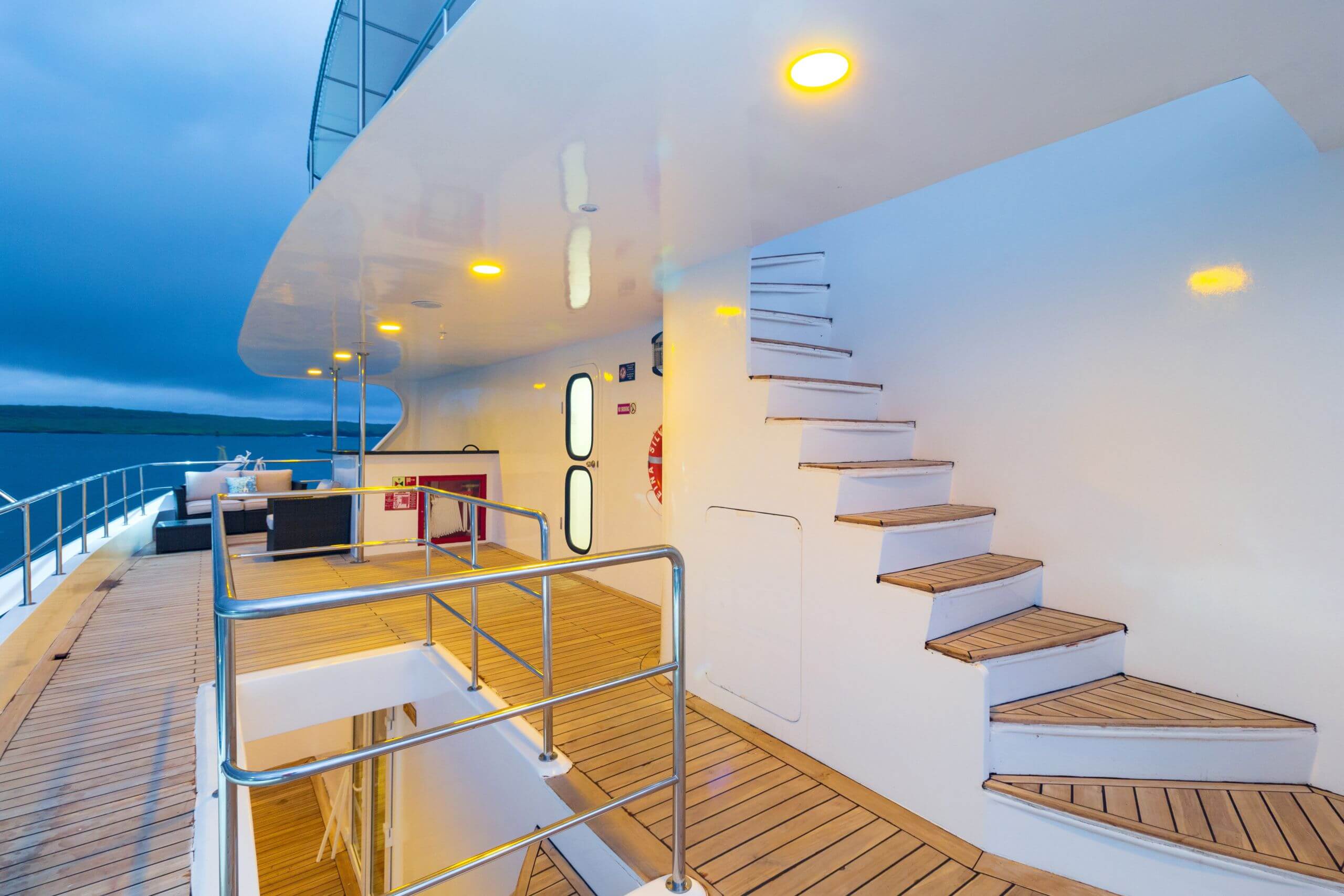 Reina Silvia Yacht | Adventures to Peru Adventures to Peru | 19. RSV Exterior Stairs scaled 1